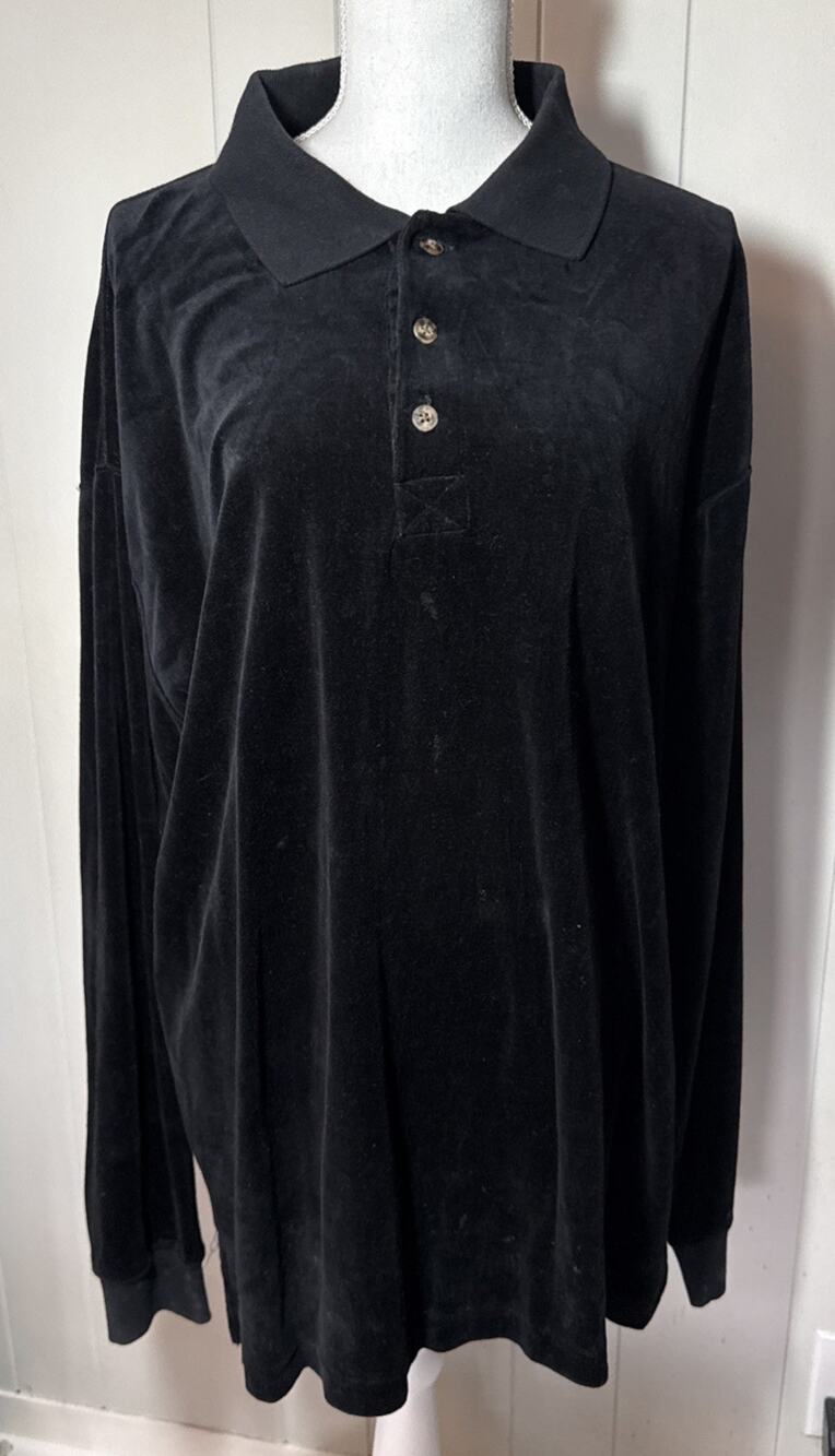 Naturalife Black Velour Pullover Top - Mens Size 2XL - Buttery Soft Vintage V2